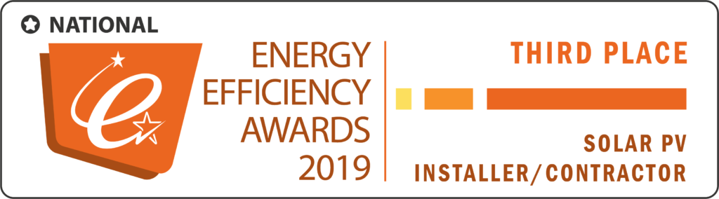 A designated digital badge describing the National Energy Efficiency Awards and the Third Place Win 