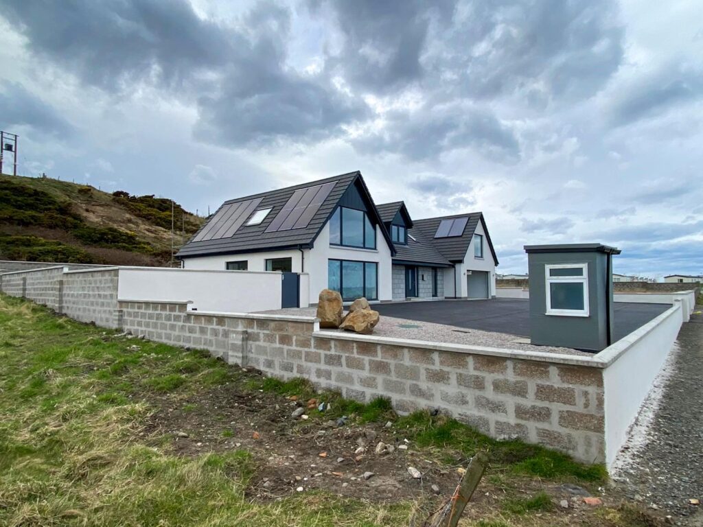 New-build in Banff with AES Solar thermal, PV and battery storage reaching new heights in 2021.