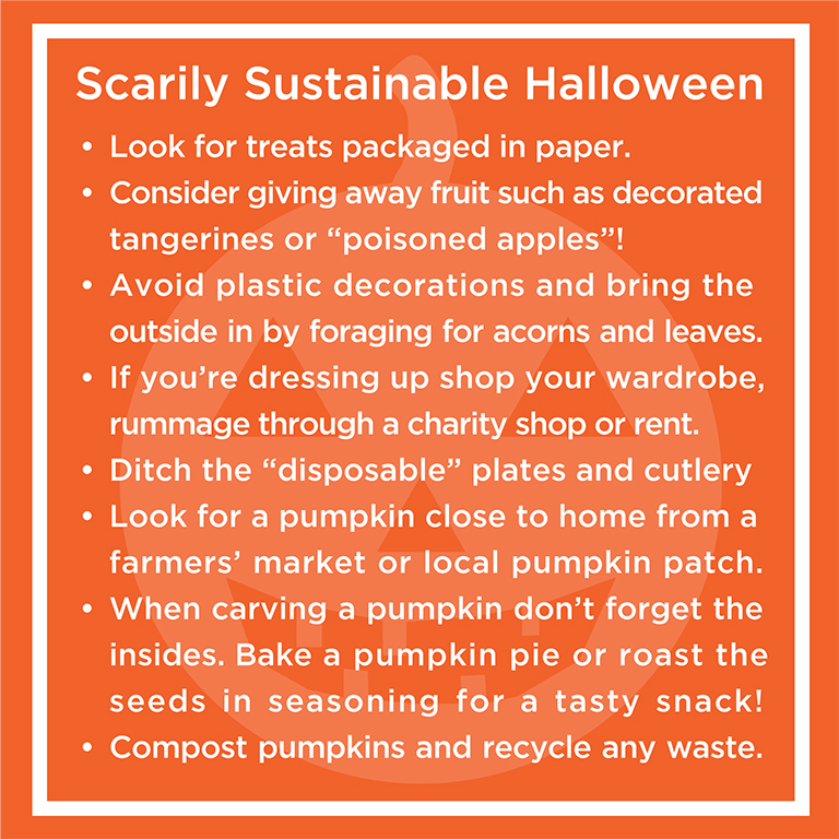 Sustainable Halloween 2022 graphic.