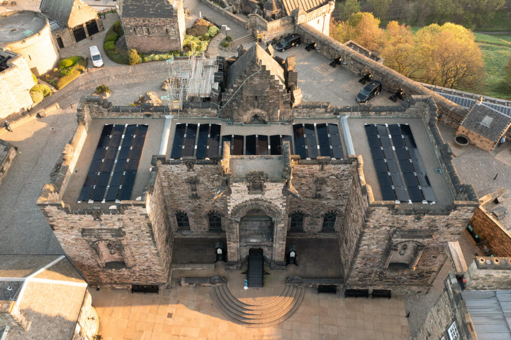 AES Solar founder steps down after working on a landmark solar PV installation on the roof of Edinburgh Castle pictured here